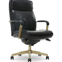 La-Z-Boy Melrose Ergonomic Bonded Leather Swivel Executive Chair, Black (CHR10084A)
