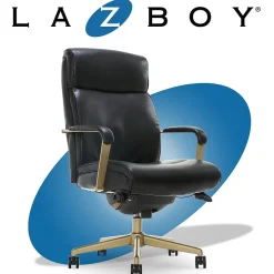 La-Z-Boy Melrose Ergonomic Bonded Leather Swivel Executive Chair, Black (CHR10084A)