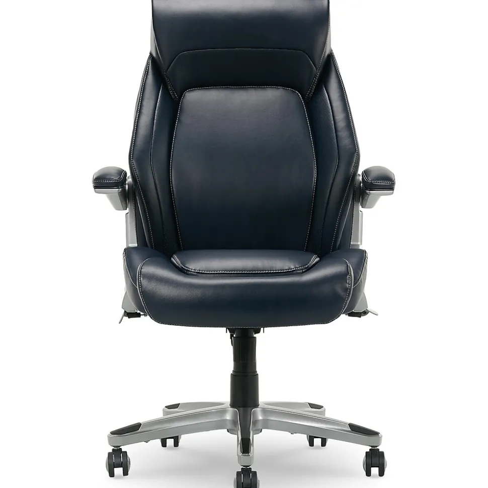 La-Z-Boy Meyer Ergonomic Bonded Leather Swivel Executive Chair, Navy (60082-NVY)