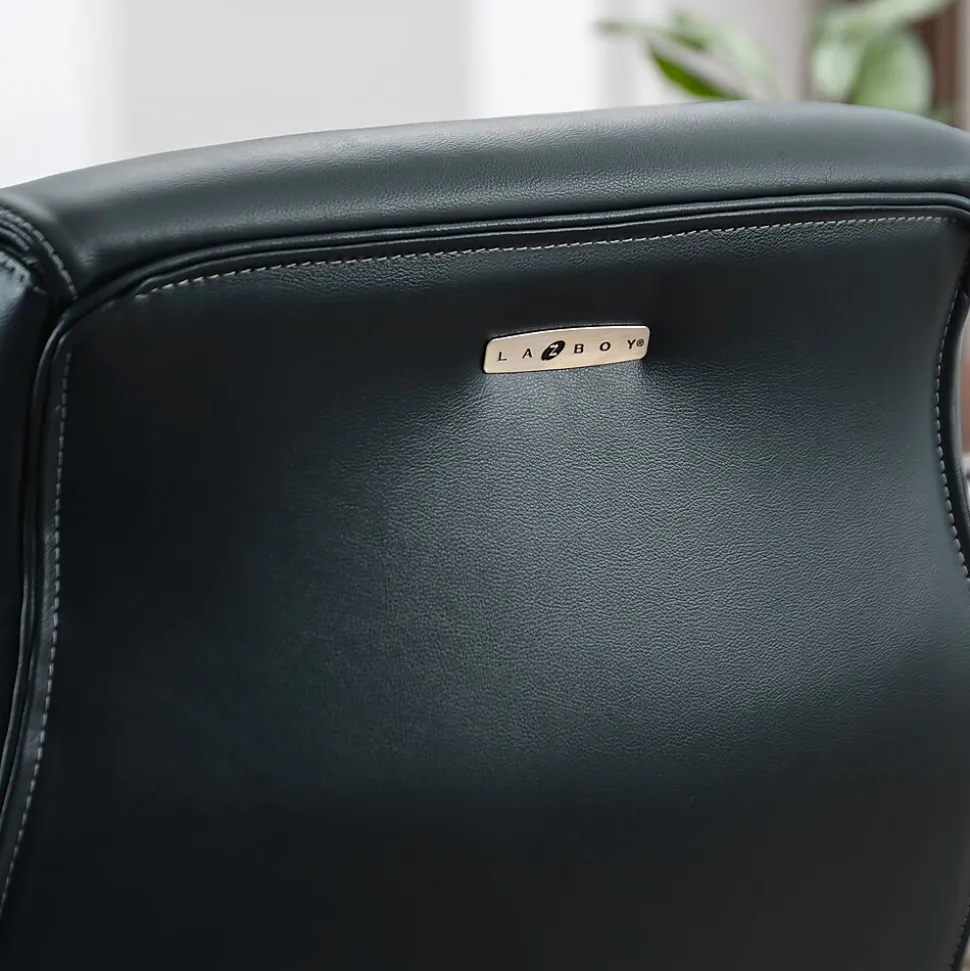 La-Z-Boy Meyer Ergonomic Bonded Leather Swivel Executive Chair, Navy (60082-NVY)