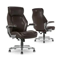 La-Z-Boy Meyer Ergonomic Bonded Leather Swivel Executive Chair, Brown (60082-BRN)