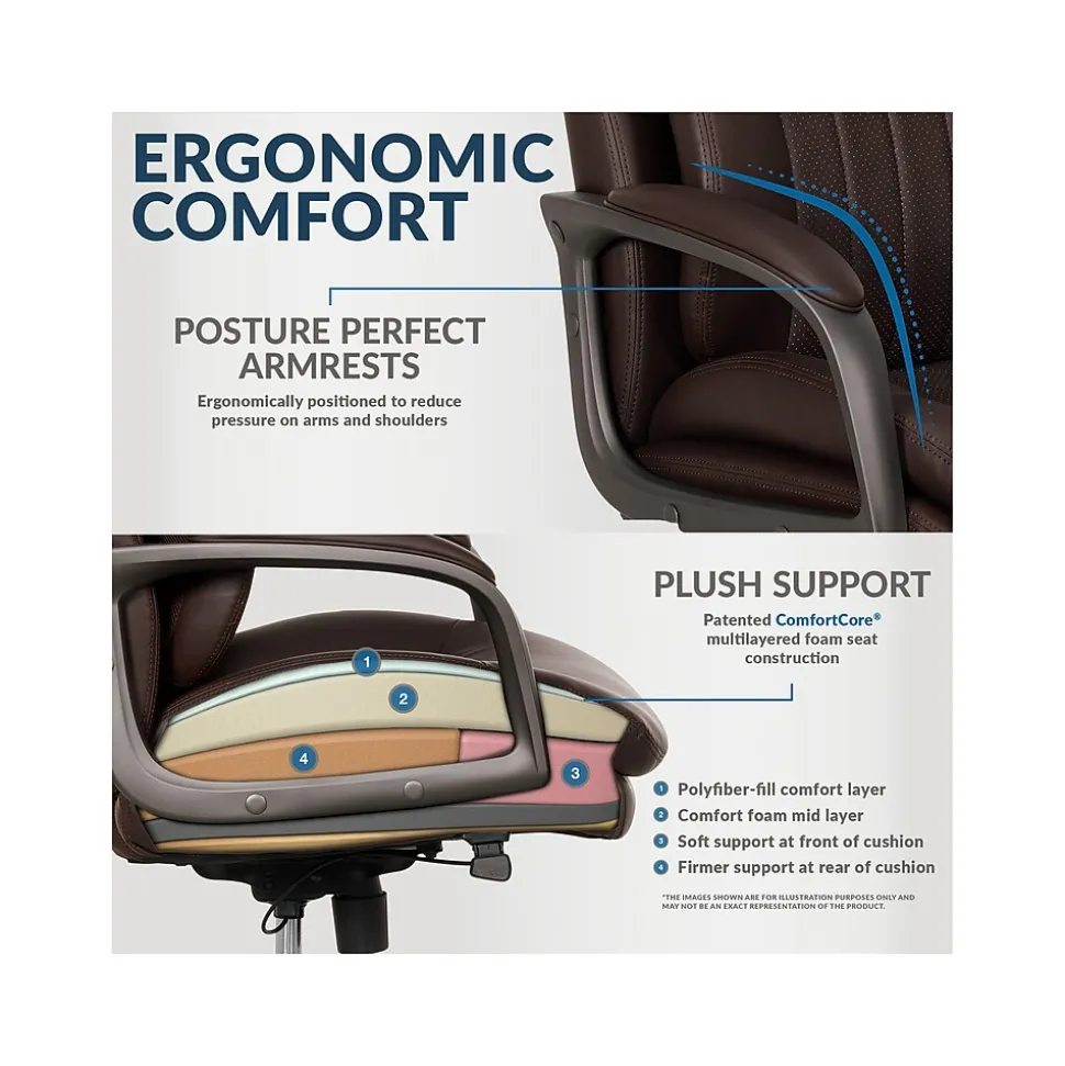 La-Z-Boy Nova Ergonomic Polyurethane Swivel Executive Chair, Brown (52372-BRN)