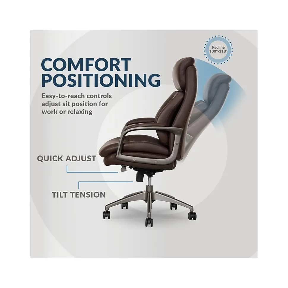 La-Z-Boy Nova Ergonomic Polyurethane Swivel Executive Chair, Brown (52372-BRN)