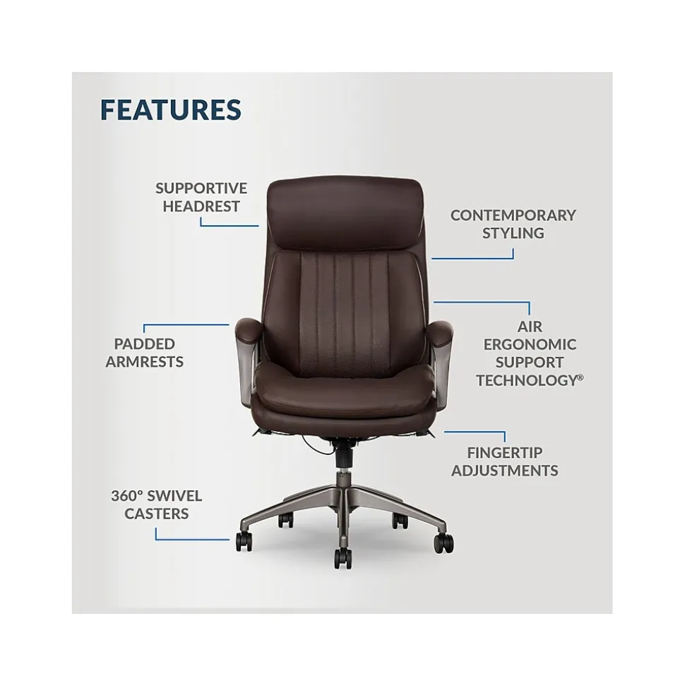 La-Z-Boy Nova Ergonomic Polyurethane Swivel Executive Chair, Brown (52372-BRN)