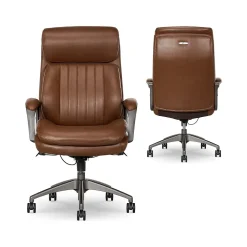 La-Z-Boy Nova Ergonomic Polyurethane Swivel Executive Chair, Cognac (52372-CBRN)