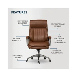La-Z-Boy Nova Ergonomic Polyurethane Swivel Executive Chair, Cognac (52372-CBRN)