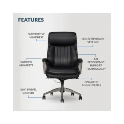 La-Z-Boy Nova Ergonomic Polyurethane Swivel Executive Chair, Black (52372-BLK)