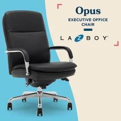 La-Z-Boy Opus Ergonomic Bonded Leather Swivel Executive Chair, Black and Chrome (CCHR10015D)