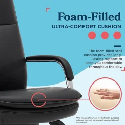 La-Z-Boy Opus Ergonomic Bonded Leather Swivel Executive Chair, Black and Chrome (CCHR10015D)