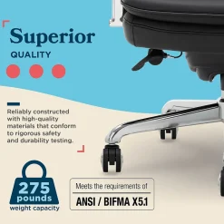 La-Z-Boy Opus Ergonomic Bonded Leather Swivel Executive Chair, Black and Chrome (CCHR10015D)