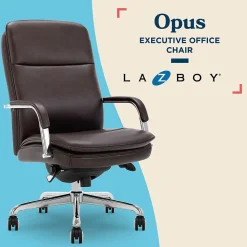 La-Z-Boy Opus Ergonomic Bonded Leather Swivel Executive Chair, Dark Brown and Chrome (CCHR10015E)
