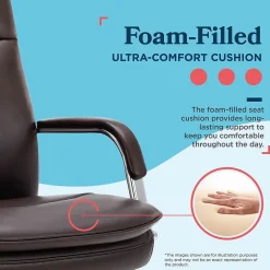 La-Z-Boy Opus Ergonomic Bonded Leather Swivel Executive Chair, Dark Brown and Chrome (CCHR10015E)