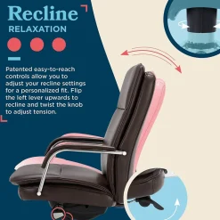 La-Z-Boy Opus Ergonomic Bonded Leather Swivel Executive Chair, Dark Brown and Chrome (CCHR10015E)