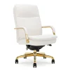 La-Z-Boy Opus Ergonomic Bonded Leather Swivel Executive Chair, White and Gold (CCHR10015A)