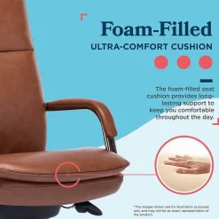 La-Z-Boy Opus Ergonomic Bonded Leather Swivel Executive Chair, Cognac and Graphite (CCHR10015C)