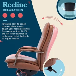 La-Z-Boy Opus Ergonomic Bonded Leather Swivel Executive Chair, Cognac and Graphite (CCHR10015C)