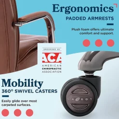 La-Z-Boy Opus Ergonomic Bonded Leather Swivel Executive Chair, Cognac and Graphite (CCHR10015C)