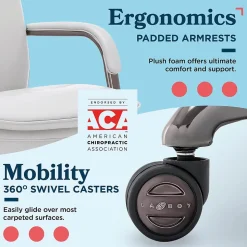 La-Z-Boy Opus Ergonomic Bonded Leather Swivel Executive Chair, Gray and Graphite (CCHR10015B)