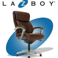 La-Z-Boy Salerno Ergonomic Bonded Leather Swivel Executive Chair, Brown (45778-BRN)