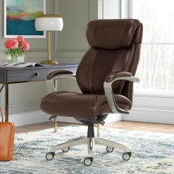 La-Z-Boy Salerno Ergonomic Bonded Leather Swivel Executive Chair, Brown (45778-BRN)