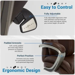 La-Z-Boy Salerno Ergonomic Bonded Leather Swivel Executive Chair, Brown (45778-BRN)