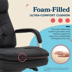 La-Z-Boy Sonata Ergonomic Bonded Leather Swivel Executive Chair, Black and Chrome (CCHR10014D)