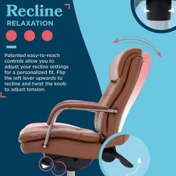 La-Z-Boy Sonata Ergonomic Bonded Leather Swivel Executive Chair, Cognac and Graphite (CCHR10014C)