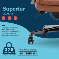 La-Z-Boy Sonata Ergonomic Bonded Leather Swivel Executive Chair, Cognac and Graphite (CCHR10014C)