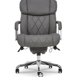 La-Z-Boy Sutherland Ergonomic Faux Leather Swivel Computer and Desk Chair, Gray (CHR10048B)