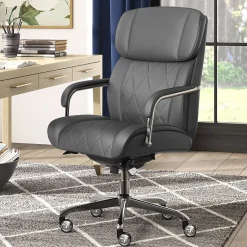 La-Z-Boy Sutherland Ergonomic Faux Leather Swivel Computer and Desk Chair, Gray (CHR10048B)
