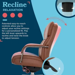 La-Z-Boy Symphony Ergonomic Bonded Leather Swivel Executive Chair, Cognac and Graphite (CCHR10013C)