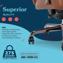 La-Z-Boy Symphony Ergonomic Bonded Leather Swivel Executive Chair, Cognac and Graphite (CCHR10013C)