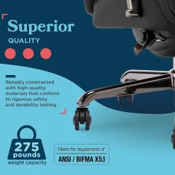 La-Z-Boy Symphony Ergonomic Bonded Leather Swivel Executive Chair, Black and Graphite (CCHR10013E)