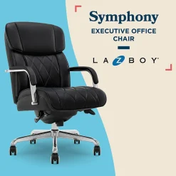 La-Z-Boy Symphony Ergonomic Bonded Leather Swivel Executive Chair, Black and Chrome (CCHR10013D)