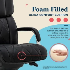 La-Z-Boy Symphony Ergonomic Bonded Leather Swivel Executive Chair, Black and Chrome (CCHR10013D)