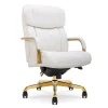 La-Z-Boy Symphony Ergonomic Bonded Leather Swivel Executive Chair, White and Gold (CCHR10013A)