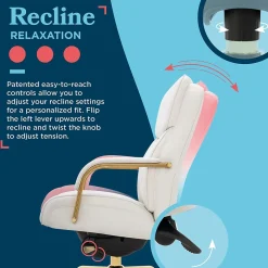 La-Z-Boy Symphony Ergonomic Bonded Leather Swivel Executive Chair, White and Gold (CCHR10013A)