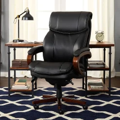 La-Z-Boy Trafford Ergonomic Bonded Leather Swivel Executive Chair, Black (45782A)