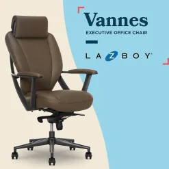 La-Z-Boy Vannes Ergonomic Faux Leather Swivel Executive Chair, Brown (60101-BRN)