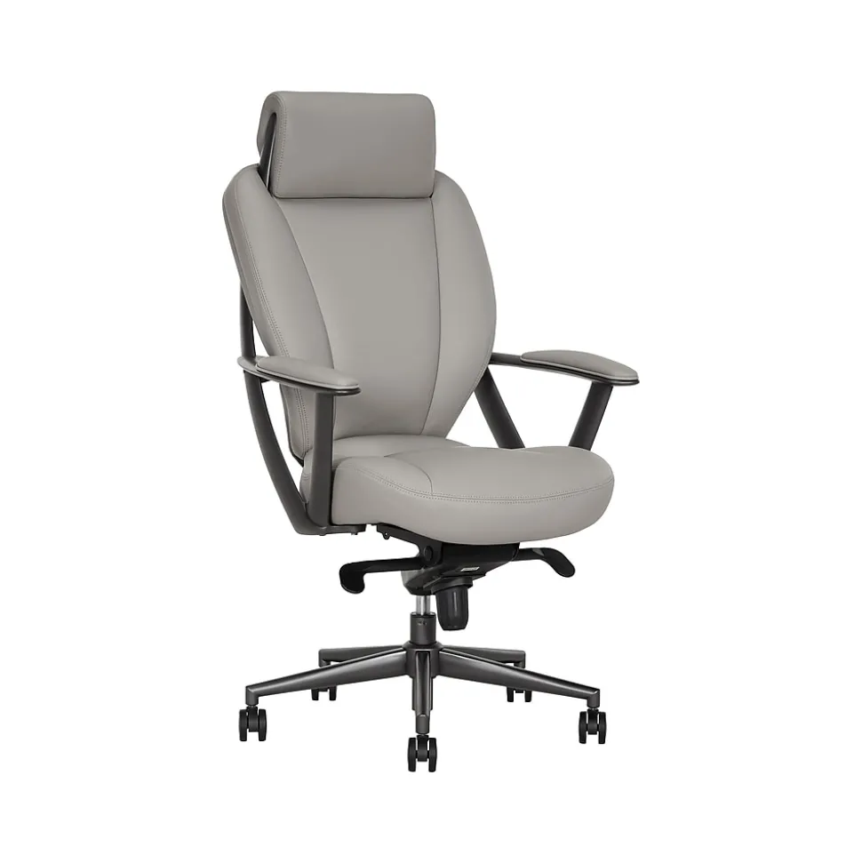 La-Z-Boy Vannes Ergonomic Polyurethane Swivel Executive Chair, Gray (60101-GRY)