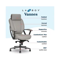 La-Z-Boy Vannes Ergonomic Polyurethane Swivel Executive Chair, Gray (60101-GRY)