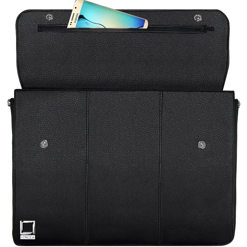 Lencca Axis 15.4" Canvas Laptop Bag, TSA Checkpoint Friendly, Black (LENLEA322)