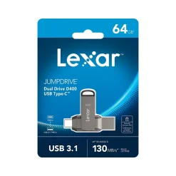 Lexar JumpDrive D400 Dual 64GB USB 3.1 Flash Drive, Titanium (LJDD400-64G-BNU)