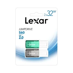 Lexar JumpDrive S60 32GB USB 2.0 Flash Drive, 2/Pack (LJDS60-32GB2NNU)
