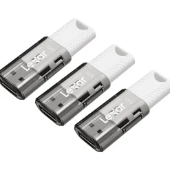 Lexar JumpDrive S60 32GB USB 2.0 Type A Flash Drive, Grey/White, 3/Pack (LJDS60-32GB3NNU)