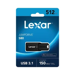 Lexar JumpDrive S80 512GB USB 3.1 Type A Flash Drive, Black (LJDS80-512GBNU)