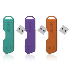 Lexar Twist Turn2 32GB USB 2.0 Type-A Flash Drive, Teal/Purple/Orange, 3/Pack (LJDTT2-32GABNA3)