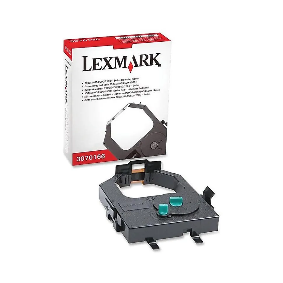 Lexmark Re-Ink Printer Ribbon, 3070166, Black