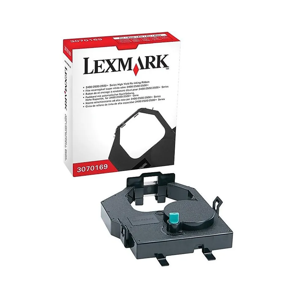 Lexmark Re-Ink Printer Ribbon, 3070169, Black