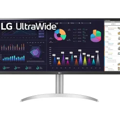 LG Ultrawide 34" Flat FHD IPS 100 Hz LCD Monitor with Built-In Universal Docking Station, White/Silver Pearl (34BQ650-W)